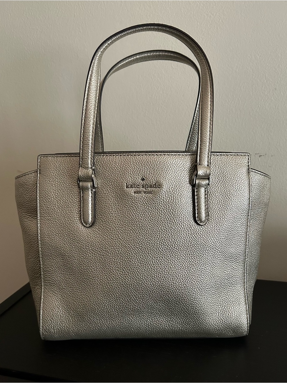 Kate Spade Patterson Drive Metallic Champagne Pebbled Leather Bag w/ Strap - Picture 9 of 13